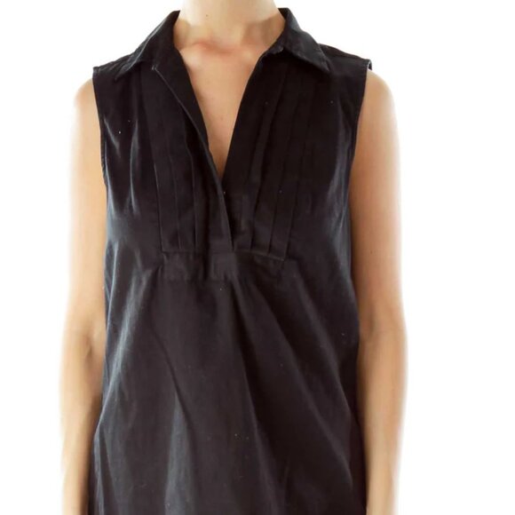 Black Ruffled Sleeveless Blouse - Picture 1 of 2
